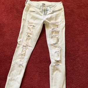 american eagle light ripped jeans